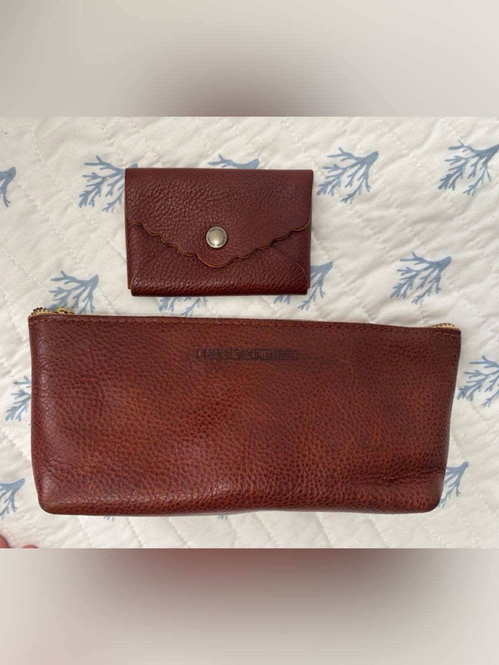 Portland Leather Bundle Utility Pouch and Daisy Plus wallet in Nutmeg